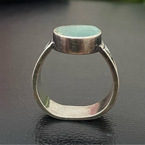 Vintage Native American Signed SA 925 Sterling Silver Blue Teal Stone Ring Sz 8 - Picture 14 of 16